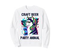 Husky Craft Beer Vaporwave Party Animal Dog Dad Sweatshirt