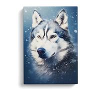 Husky Digital Art No.2 Canvas Print | Gallery Wrapped 30mm Frame Wall Art | 30x20 inches | Ready to Hang | Contemporary Picture | Living Room Bedroom Lounge Office