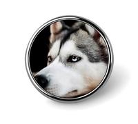 Husky Dog Badge,Comfort Light in Weight Round Emblem Cute Funny Decor Brooch Smooth Does Not Fade Badges for Hats Jackets Coat Shirt