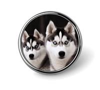 Husky Dog Badge Holder Personalized Metal Button Pin Fashion Round Badge with Pattern Pin DIY Button Badges Exquisite Brooch Crafts Gift Clothes Decorative Pins