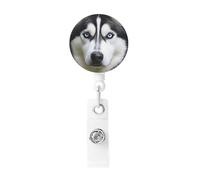 Husky Dog Badge Reel Retractable Clip Work Badge Holder Lightweight Plastic Name Card Holder ID Badge Clips for Nurses Office Gifts