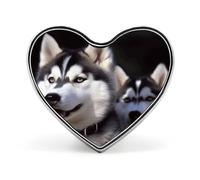 Husky Dog Brooch Elegant And Graceful Heart Lapel Pin Heart Shape Pinback Button Badge Love Printed Cute Badge Button Pin Fashion Broochs for Backpack Jacket Clothes