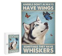 Husky Dog & Butterfly Angel Theme 1000 Piece Jigsaw Puzzle for Adults - Thoughtful Memorial Puzzle for Husky Owners, Soothing Puzzle for Dog Lovers and Pet Remembrance