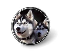 Husky Dog Button Pin Round Metal Lapel Pins Badges Classic Cute Brooche Pin Personalized Pinback Button Badges Novelty Funny Enamel Pins for Backpacks Jackets Bags