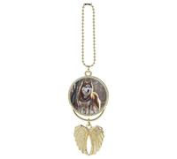 Husky Dog Car Hanging Ornament Rear View Mirror Pendant Lucky Presents Hanging Ornament Funny Car Pendant for Office Auto Home Decoration Golden-style