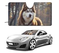 Husky Dog Car Windshield Sun Shade Keep Car Interior Cool 51"x28" Folding Front Window Sun Shade, Heat Shield for SUV, Truck, Blocks UV