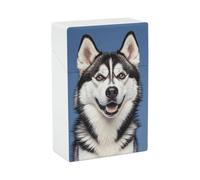 Husky Dog Cigarette Case for Regular King Size 85mm 20 Capacity Push to Open Hard Shell Cigarette Box Portable & Waterproof Cigarettes Case for Men Women Pocket Cigarettes Holder, Cig Accessories