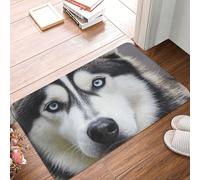 Husky Dog Door Mat Heavy Duty Indoor Outdoor Doormat Non-Slip Absorbent Dirt Trapper Entry Rug Low-Profile Washable Floor Mats Flannel Bath Mat 16 x 24 Inch