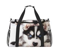 (Husky Dog) Durable Twill Travel Tote Bag Large Capacity Handheld & Crossbody Bag for Weekend Trips,Sports,and Outdoor Activities