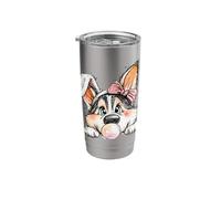 Husky Dog Easter Peeking Bubblegum Bubble Bow Mom Stainless Steel Insulated Tumbler