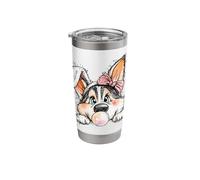 Husky Dog Easter Peeking Bubblegum Bubble Bow Mom Stainless Steel Insulated Tumbler