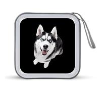 Husky Dog Funny CD Case 40 Capacity DVD Holder Portable Storage Disc Binder Wallet for Car Home Travel