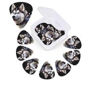 Husky Dog Guitar Picks 12 Pack 3 Different Thickness Celluloid Guitar Plectrums with Guitar Pick Storage Box Personalized Guitar Pick for Acoustic Guitar Picks