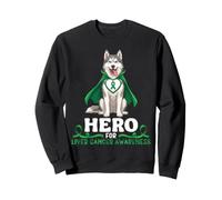Husky Dog Hero For Liver Cancer Awareness Support Warrior Sweatshirt