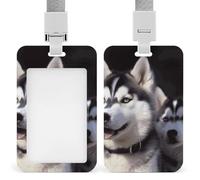 Husky Dog Id Badge Holder,Name Tag Holder with Detachable Lanyard,Waterproof Design Id Card Holder for Office, Workplace