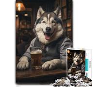 Husky Dog in The Pub Jigsaw 1000pcs (70x50cm) Adult Puzzle | Enjoy a relaxing indoor pastime at weekends for relaxed downtime.