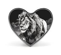 Husky Dog Lapel Pin Heart Brooches And Pins - Metal Badge for Shirts, Jackets, Hats | Durable Fashion Accessory & Gift for Men, Women, Events, Lion black and white illustration, Love form
