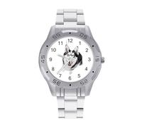 Husky Dog Men's Business Watch Fashion Stainless Steel Wristwatches Custom Easy Read Watches for Women