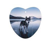 Husky Dog on A Frozen Lake Car Air Freshener Hanging, Long Lasting Scented Car Aromatherapy Tablets, Love form Fragrance Scented Cards for Vehicles, Bedroom, Wardrobe Gray-style