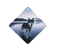 Husky Dog on A Frozen Lake Car Air Freshener Hanging, Long Lasting Scented Car Aromatherapy Tablets, Rhombus Fragrance Scented Cards for Vehicles, Bedroom, Wardrobe Black-style