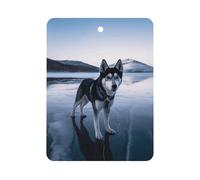 Husky Dog on A Frozen Lake Car Air Freshener Hanging, Long Lasting Scented Car Aromatherapy Tablets, Square Fragrance Scented Cards for Vehicles, Bedroom, Wardrobe Gray-style