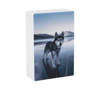 Husky Dog on A Frozen Lake Cigarette Case - Waterproof & Crush Proof Cigarette Holder Case for 20 King Size Cigarettes, Portable Pocket Size Travel Box for Men & Women