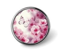 Husky Dog on A Frozen Lake Lapel Pin Fashion Brooch Pin Cute Button Badges Round Button Pins Enamel Pins Metal Pinback for Hat Shirt Clothing Bags Decoration, Flowers and Butterfly, Circular