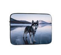 Husky Dog on a Frozen Lake Laptop Case 12 inch, TSA Laptop Sleeve Shockproof Protective Notebook Case Water Resistant Computer Carrying Cover Briefcase Handbags Men Women Computer Bag