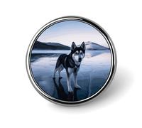 Husky Dog on A Frozen Lake Round Badge Pin Funny 1 Inch Button Brooch Lapel Pins Fashion Hat Shirt Pin Tie Tack Pinback Buttons Badge Party Supplies Decor Badges For Clothing Coat Hat Dress For Men Wo