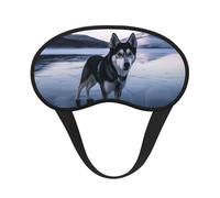 Husky Dog on a Frozen Lake Sleep Mask for Side Sleeper, Blackout Sleep Eye Mask Comfortable Blindfold Eyeshade Soft Breathable Sleeping Mask with Elastic Strap Silk Eye Covers for Travel