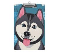 Husky Dog Pattern Clipboard, A4 Acrylic Clipboard with Hanging Hole, Ultra-Light Clip Board - Holds 100 Sheets, Shatterproof Document Holder for Office, 12.5" X 8.5"