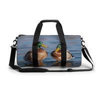 Husky Dog Pattern Gym Bag Small Travel Duffle Bag with Compartment Carry On Weekender Bag for Women Men, Two Mallard Ducks, 17.7in/9in/9in