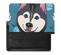 Husky Dog Pattern Passport Holder with 3 Card Slots, Portable PU Leather Travel Wallet, Slim Protective Cover for Passport, ID, Credit Cards