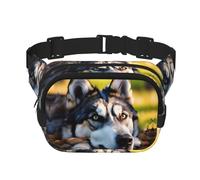 Husky Dog pattern print Fanny Pack Purse with Adjustable Strap Square Double Layer Waist Bag Belt Unisex Everywhere