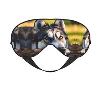 Husky Dog Pattern Print Soft Eye Mask for Women Men Comfortable with Adjustable Strap for Travel Yoga Nap Shift Work