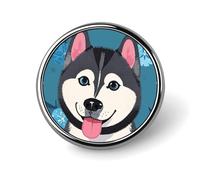 Husky Dog Pattern Round Lapel Pins Backpack Pin Cute Brooch Decoration Brooches for Women Men Fashion Button Badges for Hat Backpacks Purses Jackets Shirt Suit