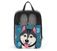 Husky Dog Pattern Shoe Bag Waterproof & Breathable Shoe Pouch for Travel, Portable Carry Case for Sports Sneakers, Gym, Vacation