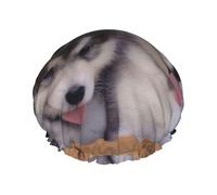 Husky Dog Print Hair Cap With Adjustable Elastic Band And Vibrant, Shower Cap For Women Reusable Waterproof