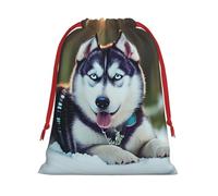 Husky Dog Print Reusable Drawstring Gift Bags For Candy Bag Birthday, Wedding Or Daily
