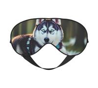 Husky Dog Print Silk Like Sleep Eye Mask Comfortable Blindfold Adjustable Soft Eye mask for Sleep