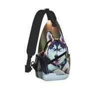 Husky Dog Print Sling Bag Small Crossbody Backpack Chest Shoulder Bag Travel Hiking Daypack