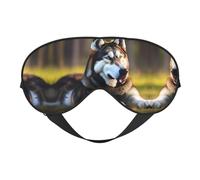 Husky Dog Print Soft Eye Mask for Women Men Comfortable with Adjustable Strap for Travel Yoga Nap Shift Work