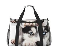 Husky Dog Print Weekender Bag,Holdall Handbag & Shoulder Bag for Travel Fitness
