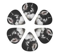 Husky Dog Printed Guitar Picks 6-Pack with Holder - 0.46mm Funny Guitar Picks for Acoustic Guitar, Electric Guitar, Bass Guitar