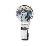 Husky Dog Printed Image with a Transparent Rubber Dome Cover on Dog Show Ring Clip with id Card Holder CODEMAKE