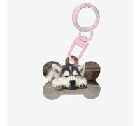 Husky Dog Printing Acrylic Dog Bone Ornament,Dog Tags Personalized Pet Ornament, Key Chain Bone Shaped Id Tags
