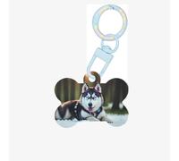 Husky Dog Printing Dog Tag Bone Shaped Double Sided Pattern Dog Id Tags Bone Shaped Pet Name Tags Dog Collar Tags