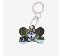 Husky Dog Printing Dog Tag Bone Shaped Double Sided Pattern Dog Id Tags Bone Shaped Pet Name Tags Dog Collar Tags