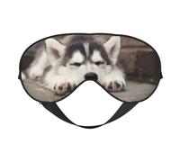 Husky Dog Printing Double Side Soft Eye Mask Reversible Design, Adjustable for Snug Fit, Blocks Light Eye Mask