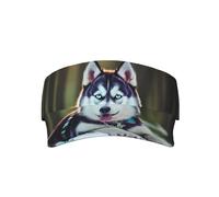 Husky Dog Printing Wide Brim Sun Visor Cap, Unisex Sport Hat For Running, Beach Activities